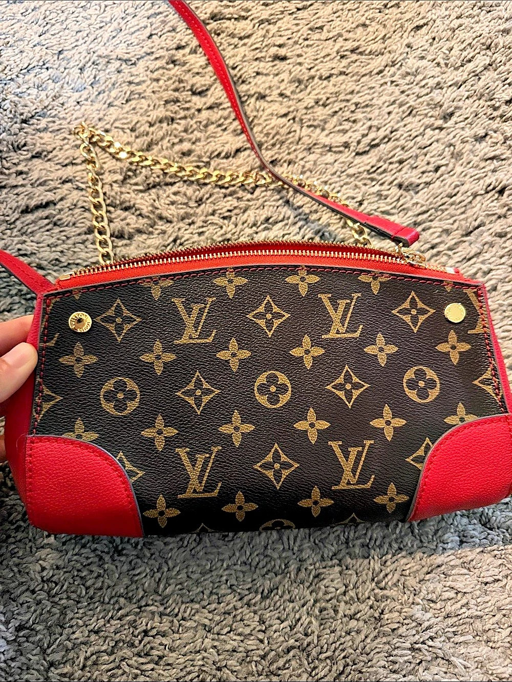 Louis Vuitton Monogram Crossbody in Brown & Red